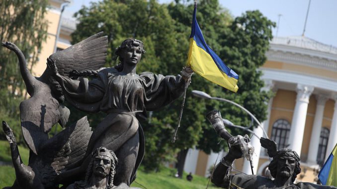 Ukrainische Flagge in Kiew, über dts Nachrichtenagentur