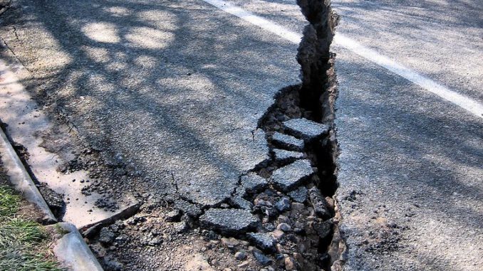 Earthquake damage - road